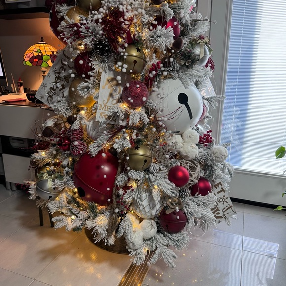 Christmas white metal jingle bell ornament decor 16in x 12in - Picture 11 of 11